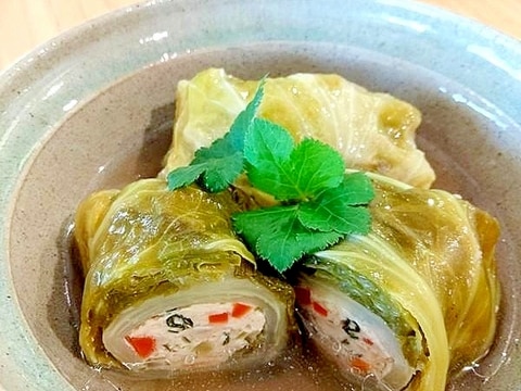 鶏と柚子胡椒のロールキャベツ~パン粉無し